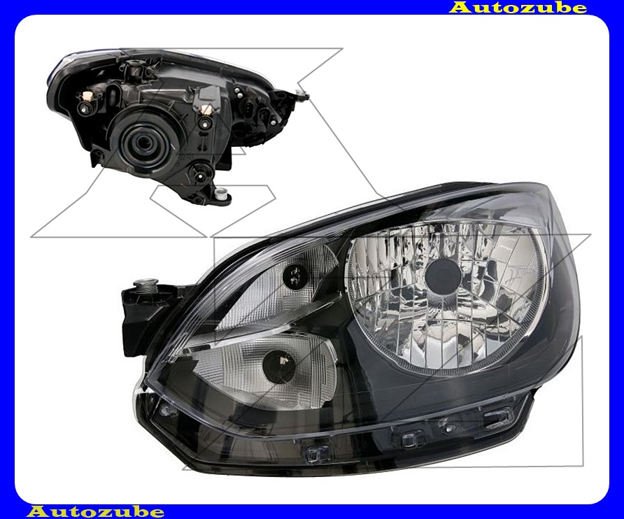 Fényszóró bal (H4) fekete díszléccel (motor nélkül) {TYC} Fényszóró bal (H4) fekete díszléccel (motor nélkül) {TYC}