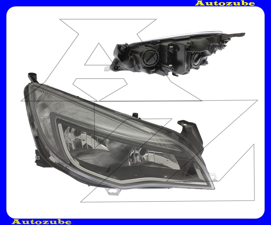 Fényszóró jobb (H7/H7/W21/5W) fekete díszléccel, nappali fénnyel, motorral {TYC} Fényszóró jobb (H7/H7/W21/5W) fekete díszléccel, nappali fénnyel, motorral {TYC}