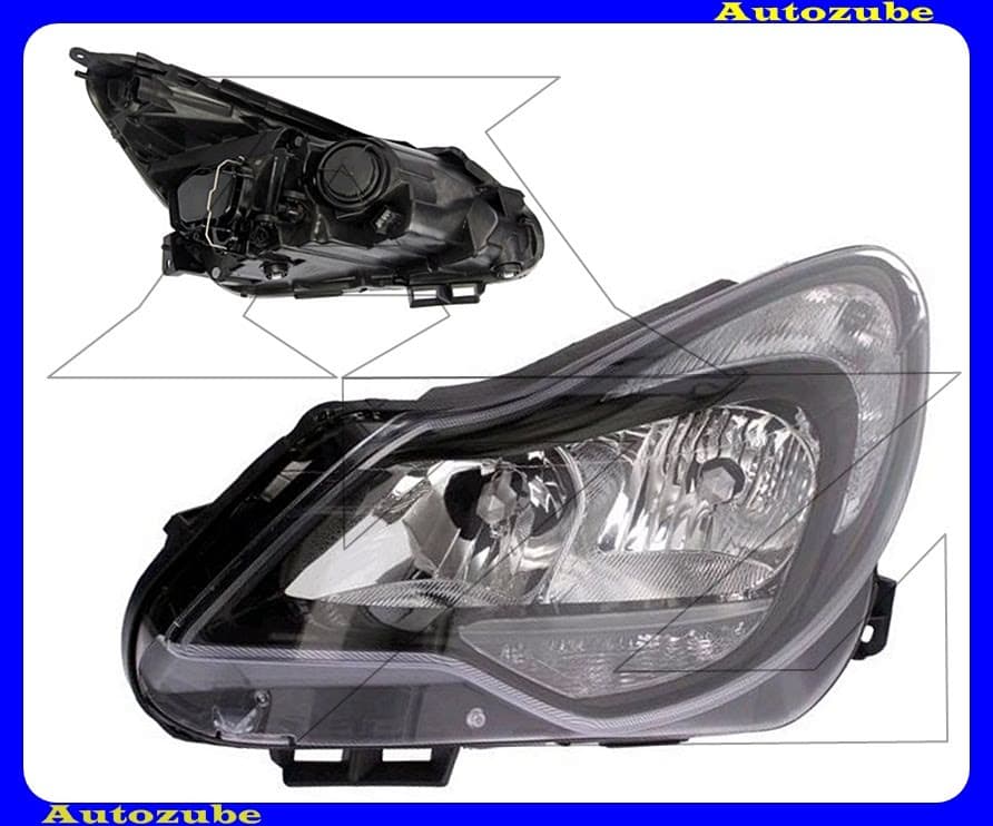 Fényszóró bal fekete házas (H7/H1/PY24W) nappali fénnyel, motorral {DEPO} Fényszóró bal fekete házas (H7/H1/PY24W) nappali fénnyel, motorral {DEPO}