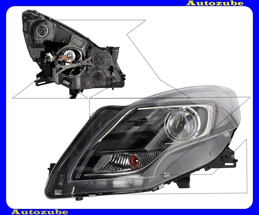 Fényszóró bal (HIR2) króm kerettel, motorral {DEPO} Fényszóró bal (HIR2) króm kerettel, motorral {DEPO}