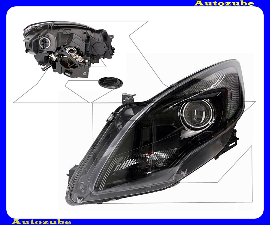 Fényszóró bal (HIR2) fekete kerettel, motorral {DEPO} Fényszóró bal (HIR2) fekete kerettel, motorral {DEPO}