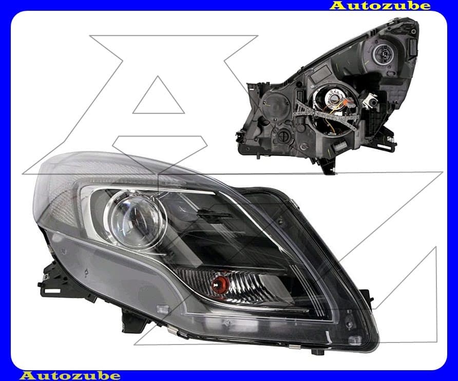 Fényszóró jobb (HIR2) króm kerettel, motorral {DEPO} Fényszóró jobb (HIR2) króm kerettel, motorral {DEPO}