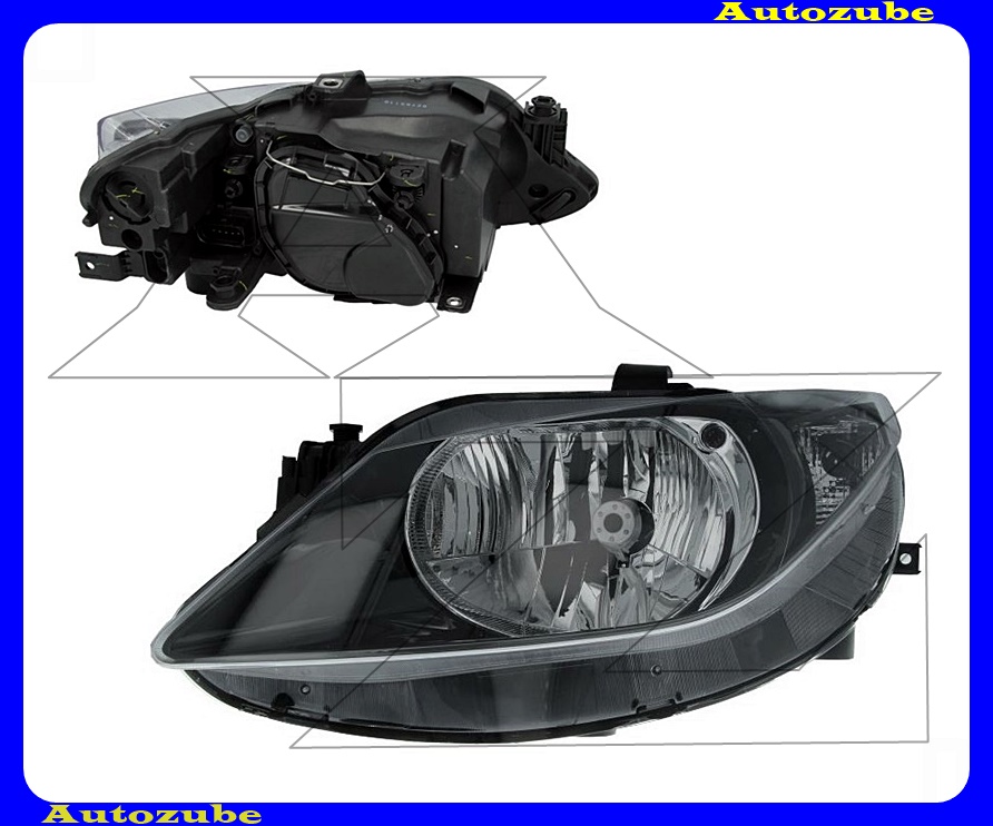 Fényszóró bal fekete házas (H4) (motor nélkül) {DEPO} Fényszóró bal fekete házas (H4) (motor nélkül) {DEPO}