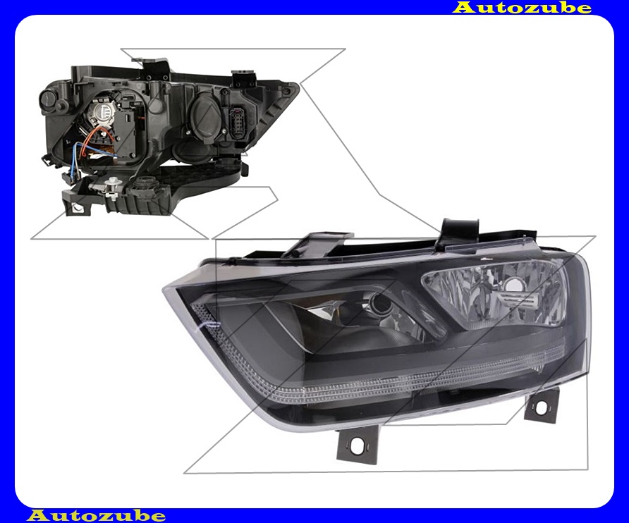 Fényszóró bal (H7/H7) motorral {DEPO} Fényszóró bal (H7/H7) motorral {DEPO}