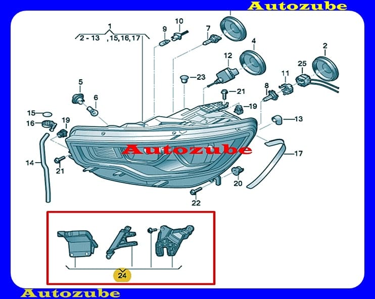 Fényszórófül javító szett jobb /Gyári alkatrész/ (Egyedi rendelésre, NEM visszáruzható) Fényszórófül javító szett jobb /Gyári alkatrész/ (Egyedi rendelésre, NEM visszáruzható)