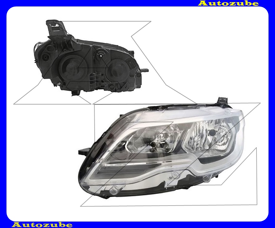 Fényszóró bal (H7/H1/W5W) (motor nélkül) {DEPO} Fényszóró bal (H7/H1/W5W) (motor nélkül) {DEPO}