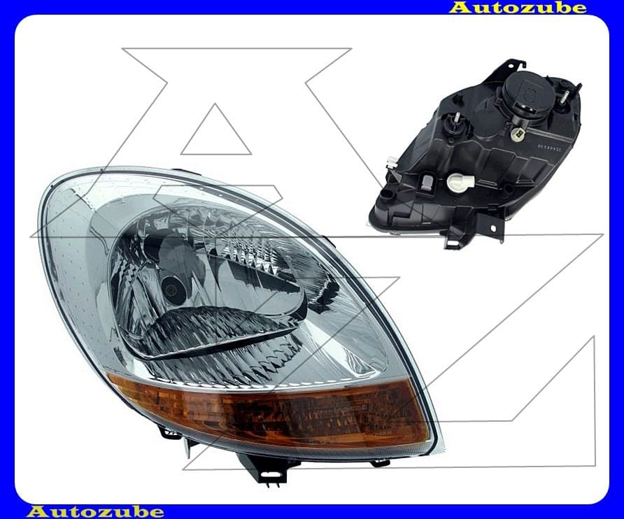 Fényszóró jobb króm házas, sárga indexes (H4) (motor nélkül) {DEPO} Fényszóró jobb króm házas, sárga indexes (H4) (motor nélkül) {DEPO}