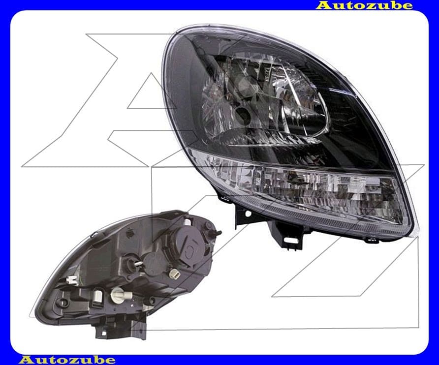 Fényszóró jobb fekete házas, fehér indexes (H4) (motor nélkül) {DEPO} Fényszóró jobb fekete házas, fehér indexes (H4) (motor nélkül) {DEPO}