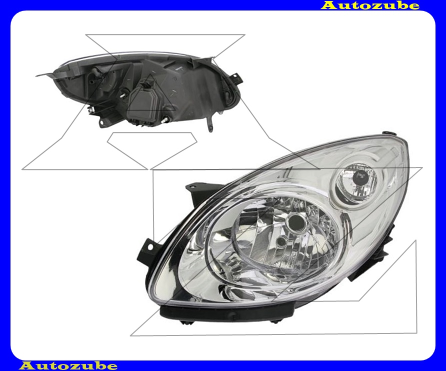 Fényszóró bal króm házas (H4) (motor nélkül) {DEPO} Fényszóró bal króm házas (H4) (motor nélkül) {DEPO}