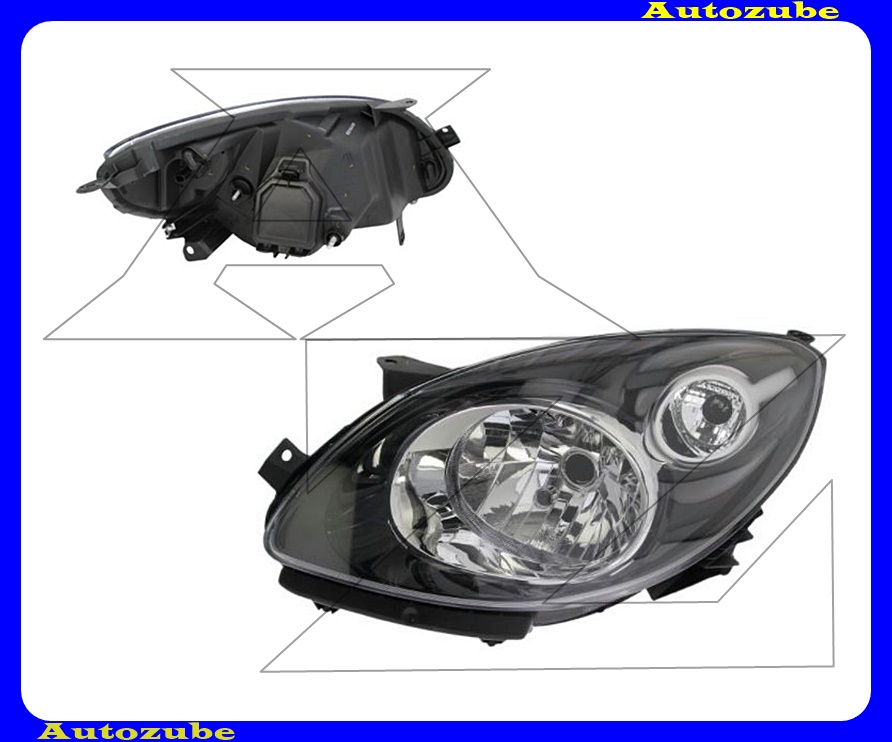 Fényszóró bal fekete házas (H4) (motor nélkül) {DEPO} Fényszóró bal fekete házas (H4) (motor nélkül) {DEPO}