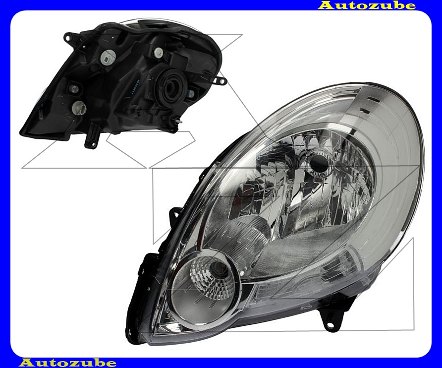 Fényszóró bal króm házas (H4) (motor nélkül) {DEPO} Fényszóró bal króm házas (H4) (motor nélkül) {DEPO}