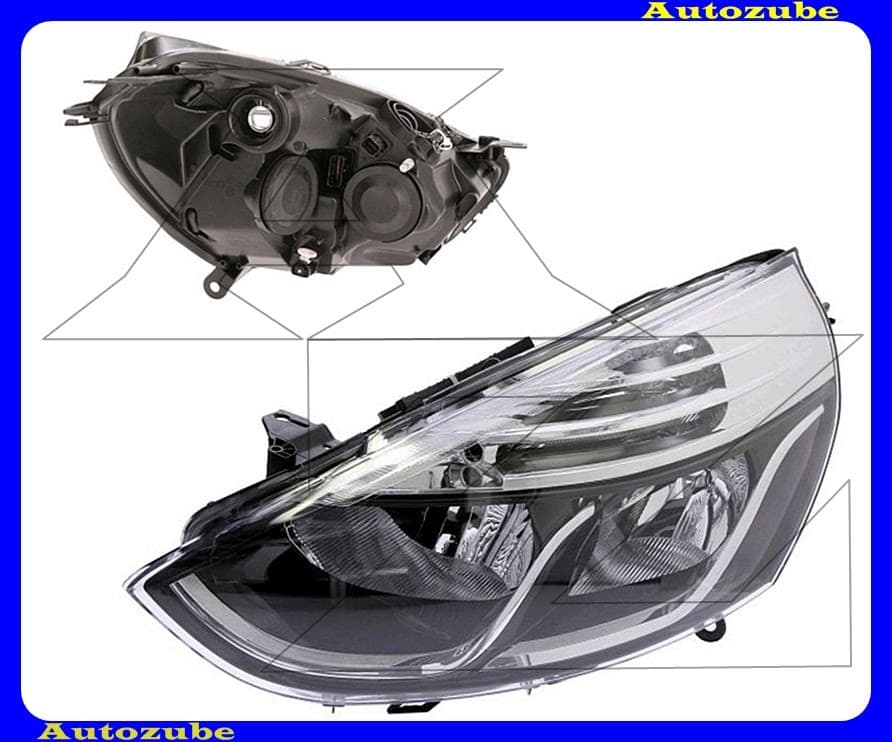 Fényszóró bal, króm díszléccel (H7/H1) motorral {DEPO} Fényszóró bal, króm díszléccel (H7/H1) motorral {DEPO}