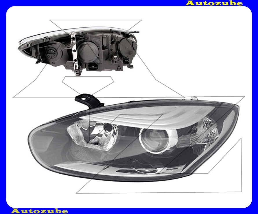 Fényszóró bal alul-felül króm betéttel (H7/H7) motorral {DEPO} Fényszóró bal alul-felül króm betéttel (H7/H7) motorral {DEPO}