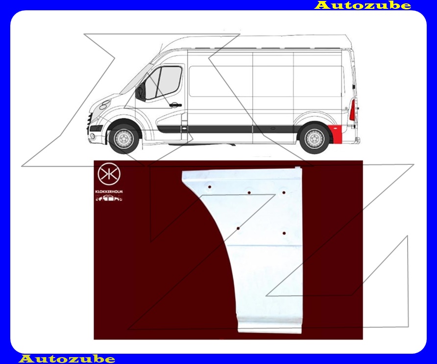 Hátsó sárvédő hátsó rész bal (kerék mögött) 