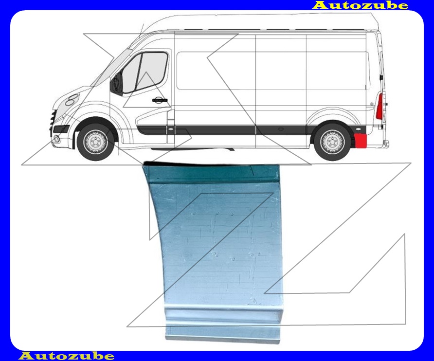 Hátsó sárvédő hátsó rész bal díszlécig (kerék mögött) 