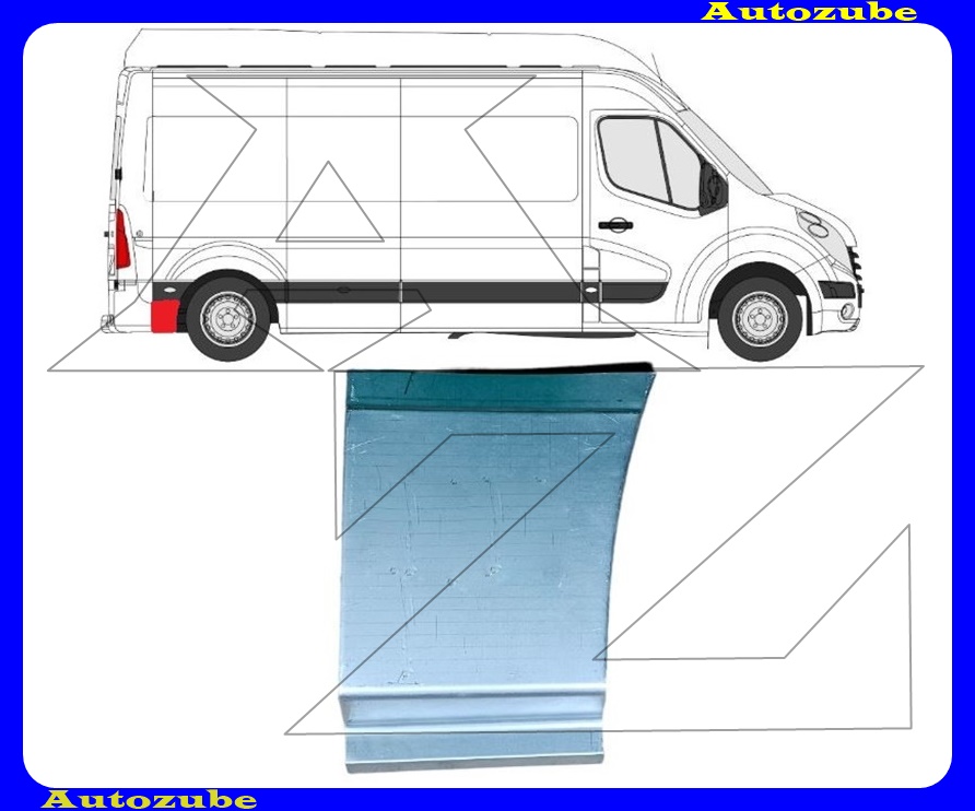 Hátsó sárvédő hátsó rész jobb díszlécig (kerék mögött) 