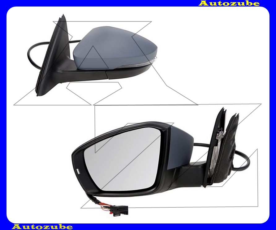 Visszapillantó tükör bal, elektromosan behajló, fűthető-domború tükörlappal, kilépőfénnyel, fényezhető borítással, irányjelzővel Visszapillantó tükör bal, elektromosan behajló, fűthető-domború tükörlappal, kilépőfénnyel, fényezhető borítással, irányjelzővel