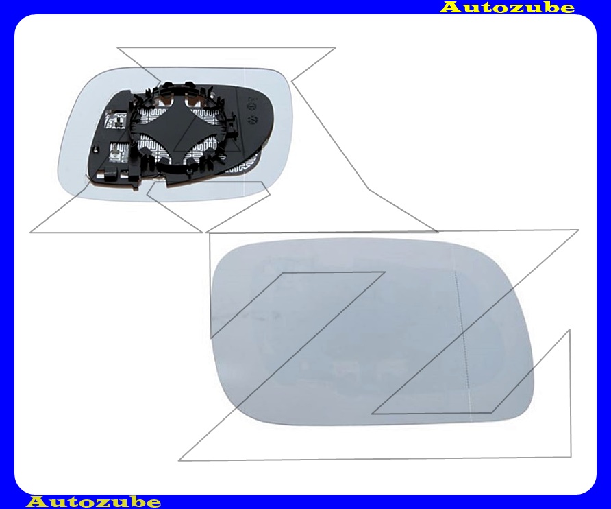 Visszapillantó tükörlap jobb, fűthető-domború (tartólappal) Visszapillantó tükörlap jobb, fűthető-domború (tartólappal)
