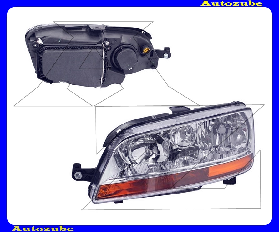 Fényszóró bal (H7/H1) sárga indexes, motorral {DEPO} Fényszóró bal (H7/H1) sárga indexes, motorral {DEPO}
