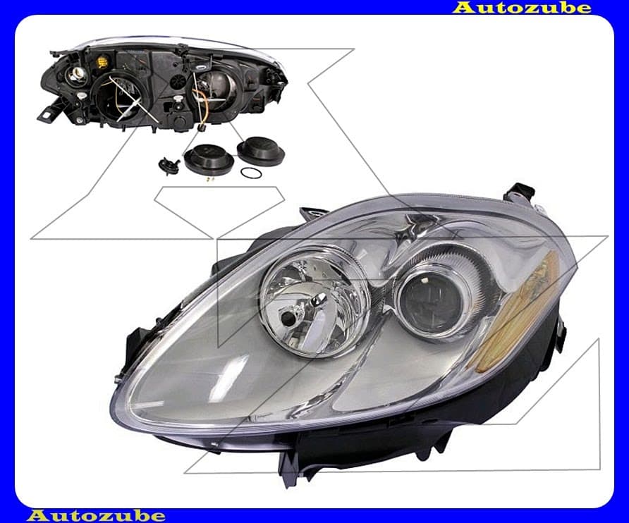 Fényszóró bal króm házas (2xH1) motorral  {DEPO}