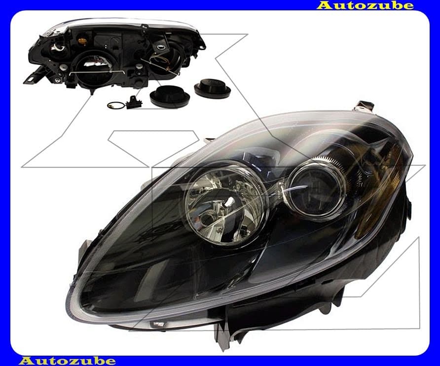 Fényszóró bal fekete házas (2xH1) motorral  {DEPO}