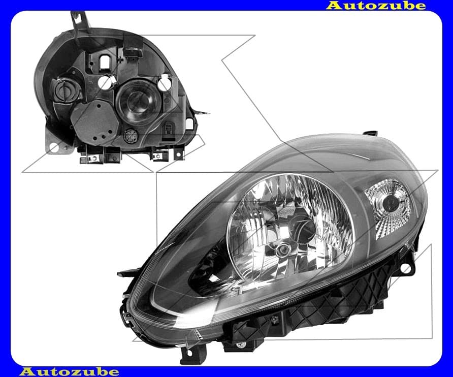 Fényszóró bal antracit házas (H4) motorral {DEPO} Fényszóró bal antracit házas (H4) motorral {DEPO}