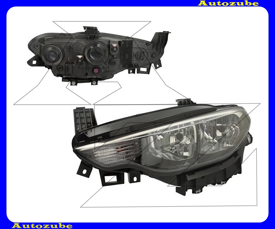 Fényszóró bal (H7/H15) fekete betéttel, motorral {DEPO} Fényszóró bal (H7/H15) fekete betéttel, motorral {DEPO}