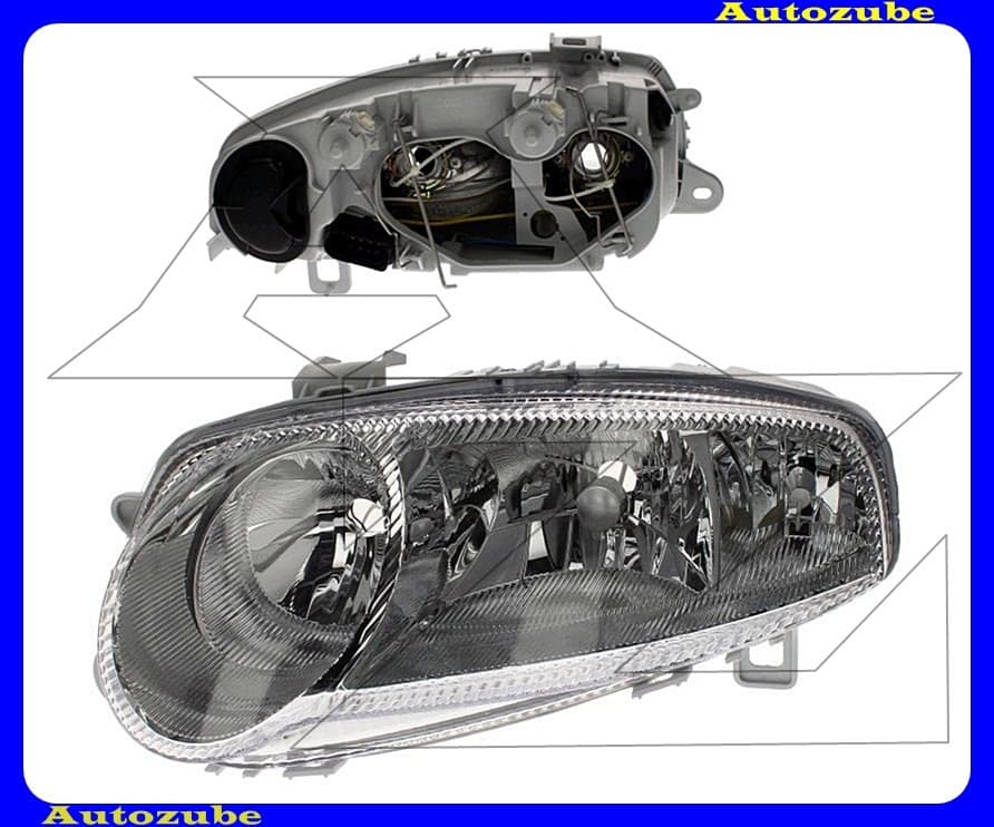 Fényszóró bal (2xH7/H1) króm házas (motor nélkül) {DEPO} /RENDELÉSRE/ Fényszóró bal (2xH7/H1) króm házas (motor nélkül) {DEPO} /RENDELÉSRE/