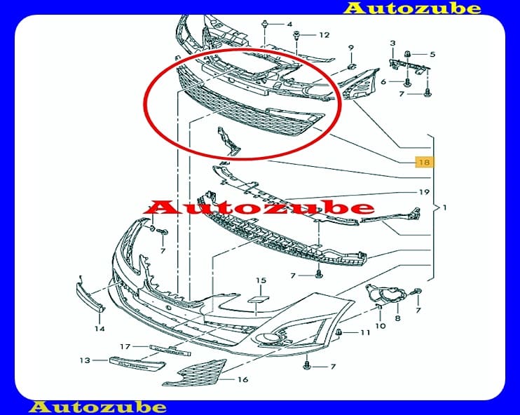 Első lökhárító rács középső Első lökhárító rács középső