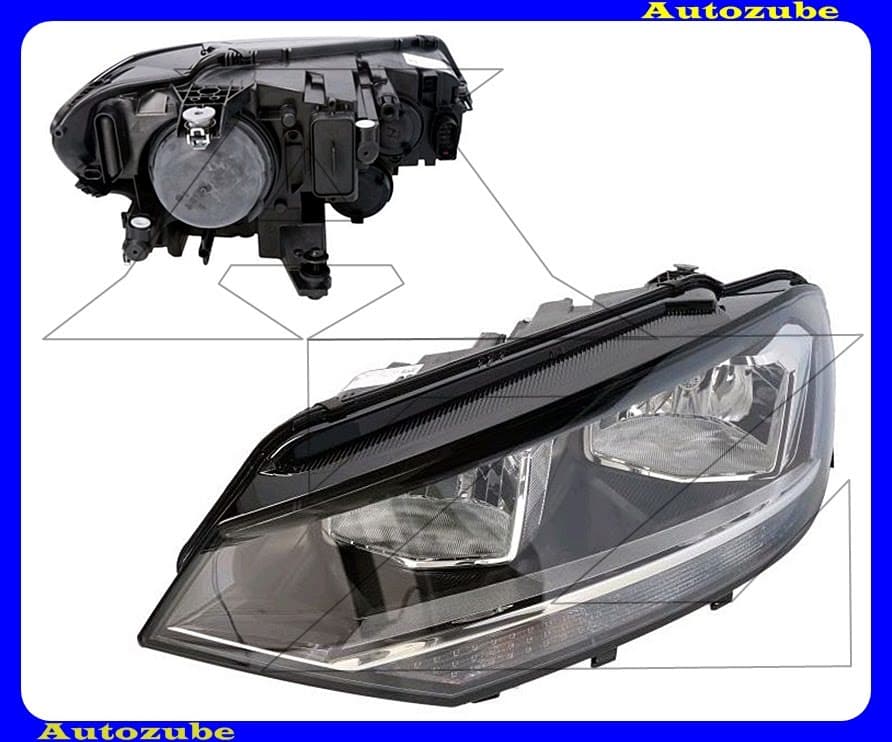 Fényszóró bal (H7/ÍH7) motorral {MAGNETI MARELLI} Fényszóró bal (H7/ÍH7) motorral {MAGNETI MARELLI}