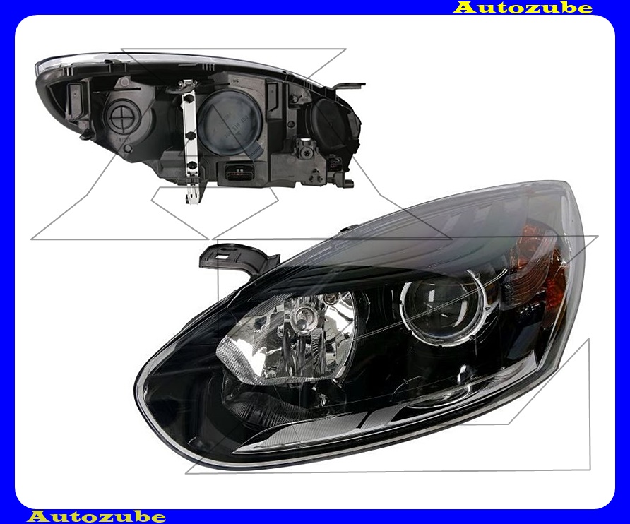 Fényszóró bal felül fekete, alul krómbetéttel (H7/H7) motorral {MAGNETI MARELLI} Fényszóró bal felül fekete, alul krómbetéttel (H7/H7) motorral {MAGNETI MARELLI}