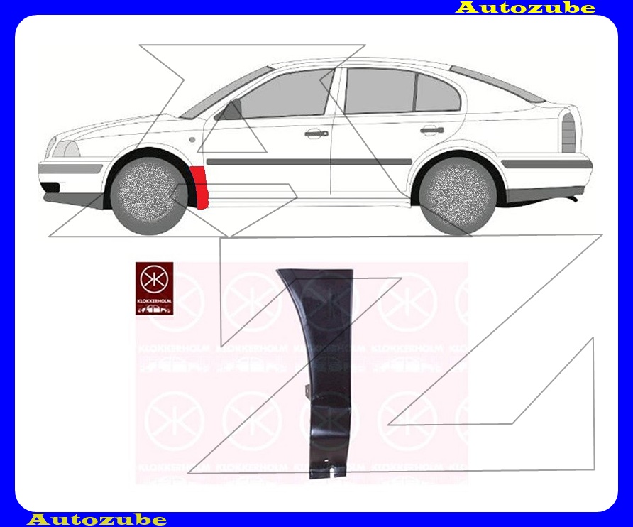 Első sárvédő hátsó alsó rész bal (javítólemez) Első sárvédő hátsó alsó rész bal (javítólemez)