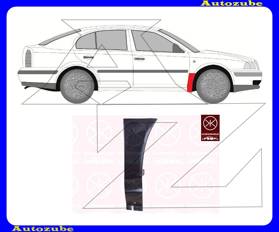 Első sárvédő hátsó alsó rész jobb (javítólemez) Első sárvédő hátsó alsó rész jobb (javítólemez)