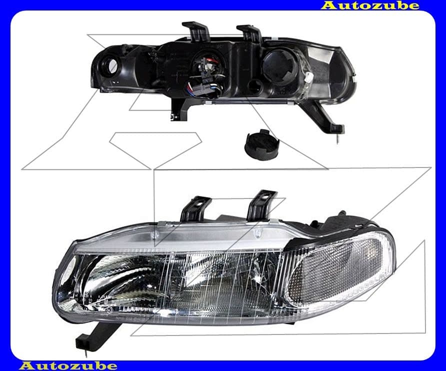 Fényszóró bal fehér indexes (H7/H1) (motor nélkül) {DEPO} Fényszóró bal fehér indexes (H7/H1) (motor nélkül) {DEPO}