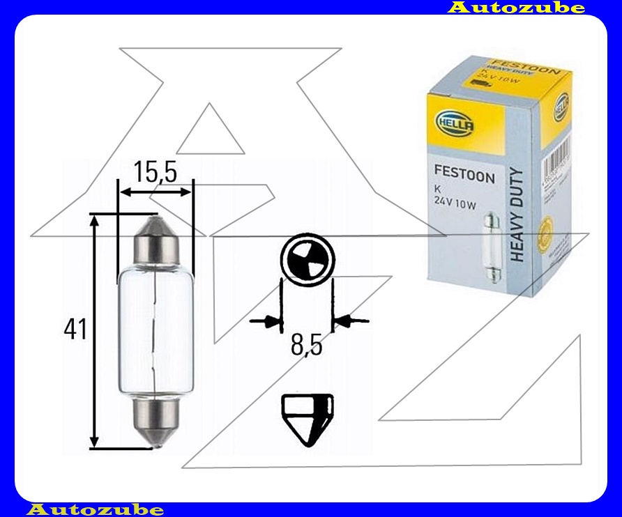 Izzó szoffita 24V, 10W (41mm) {HELLA} Izzó szoffita 24V, 10W (41mm) {HELLA}