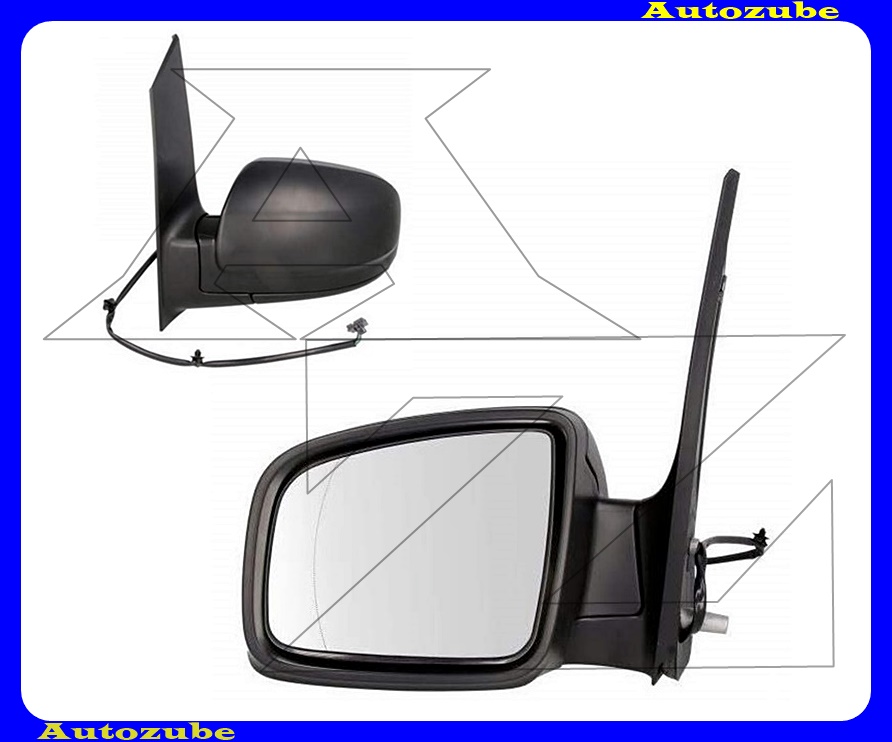 Visszapillantó tükör bal, elektromos, fűthető-aszférikus tükörlappal, fekete borítással Visszapillantó tükör bal, elektromos, fűthető-aszférikus tükörlappal, fekete borítással