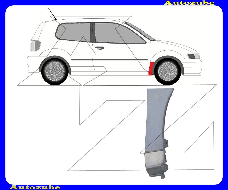 Első sárvédő hátsó alsó rész jobb (javítólemez) {KLOKKERHOLM} Első sárvédő hátsó alsó rész jobb (javítólemez) {KLOKKERHOLM}