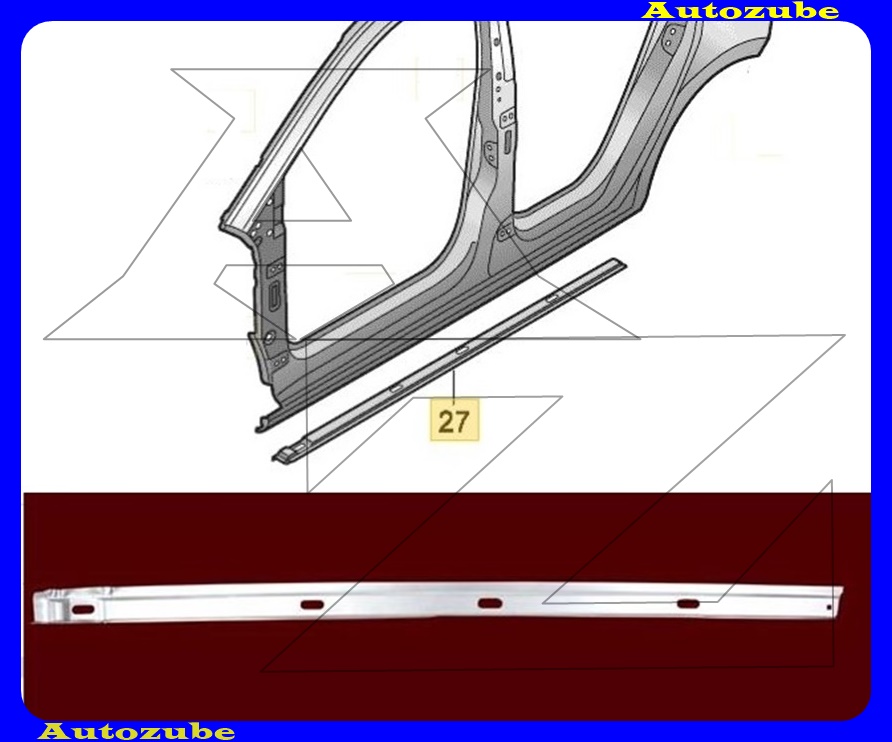Küszöb zárólemez bal (külső javítólemez) /RENDELÉSRE/ {KLOKKERHOLM}