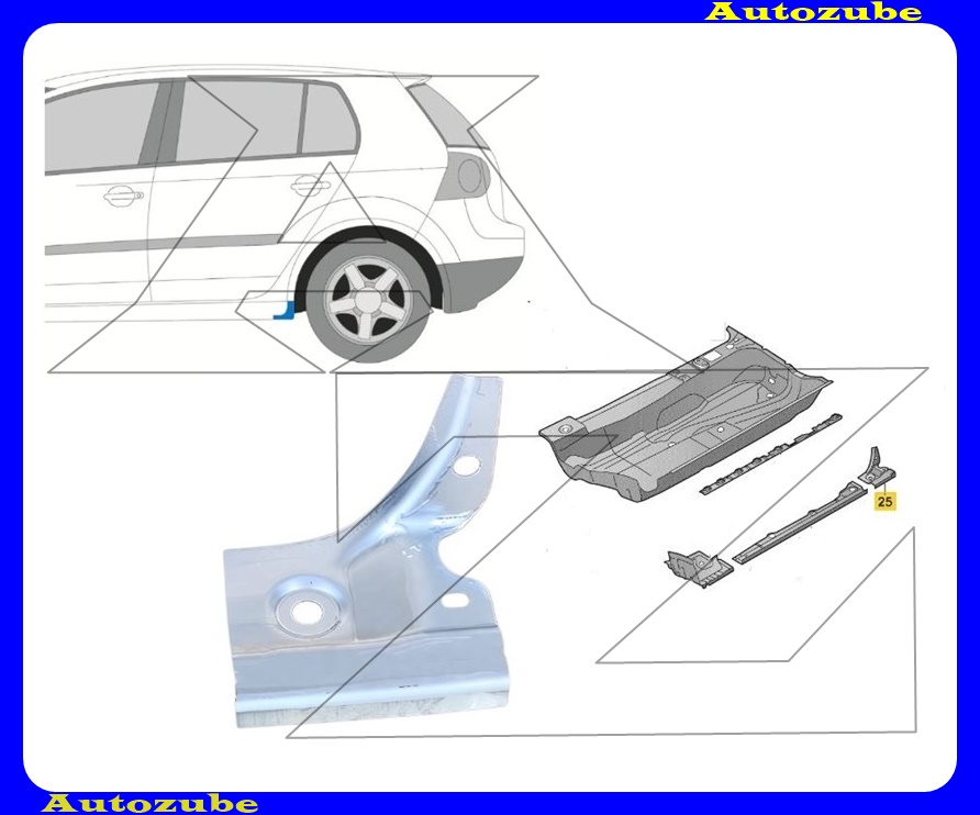Küszöb bal alsó hátsó végzáró  (belső javítólemez) {KLOKKERHOLM}