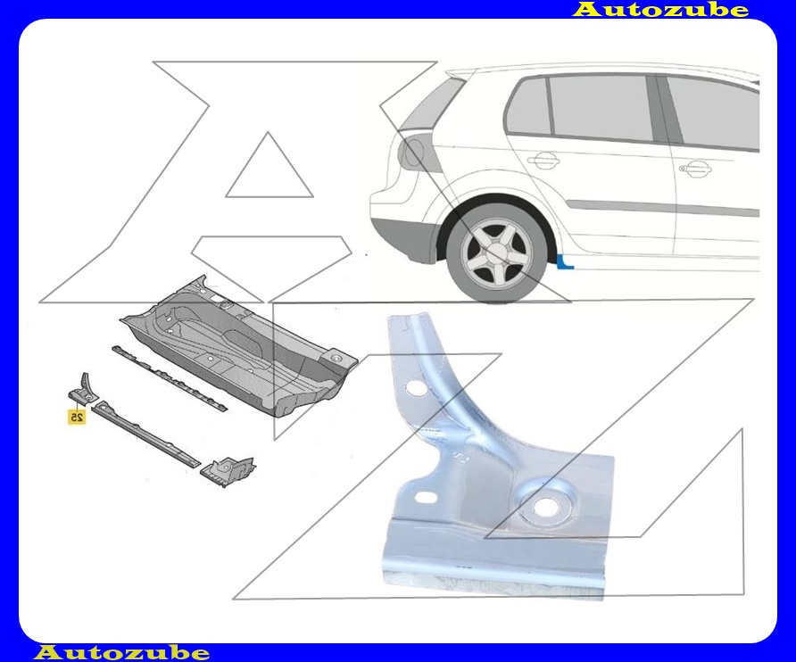 Küszöb jobb alsó hátsó végzáró  (belső javítólemez) {KLOKKERHOLM}