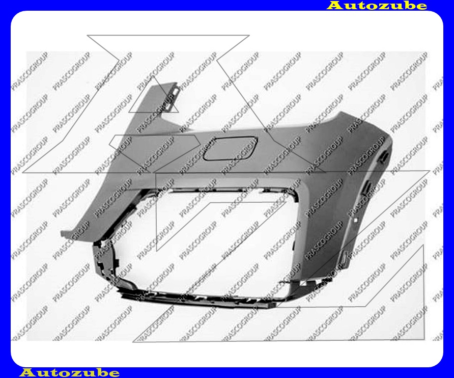 Első lökhárító bal, fényszórómosós, szenzorjelöléssel, alapozott Első lökhárító bal, fényszórómosós, szenzorjelöléssel, alapozott