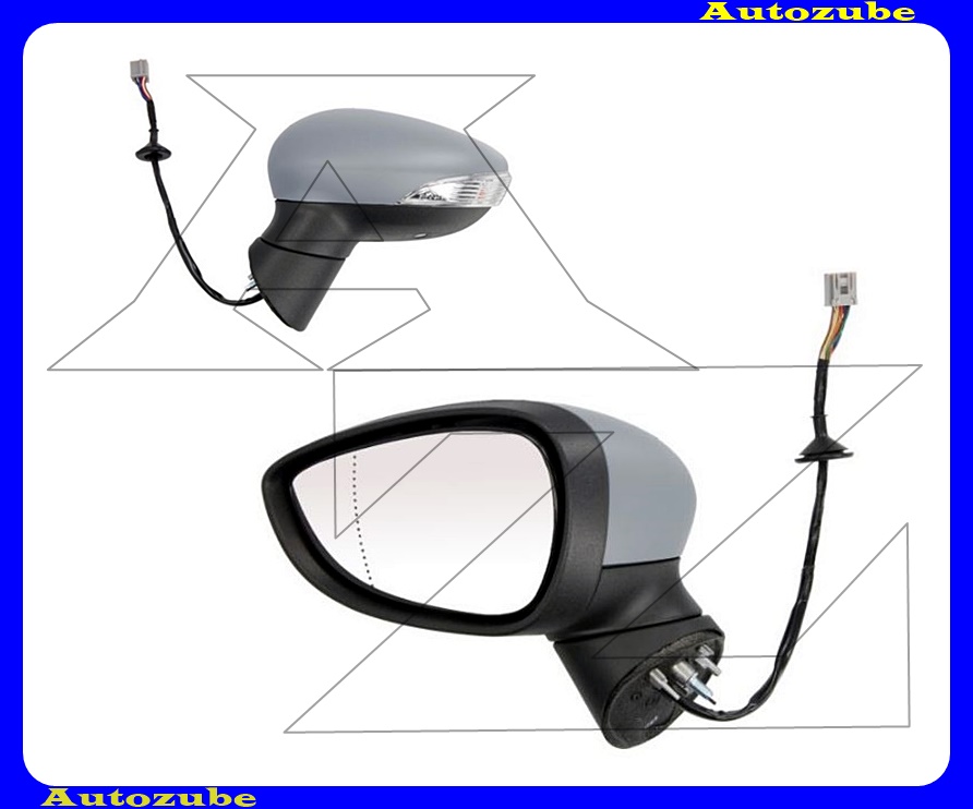 Visszapillantó tükör bal, elektromosan behajló, fűthető-aszférikus tükörlappal, kilépőfénnyel, fényezhető borítással Visszapillantó tükör bal, elektromosan behajló, fűthető-aszférikus tükörlappal, kilépőfénnyel, fényezhető borítással