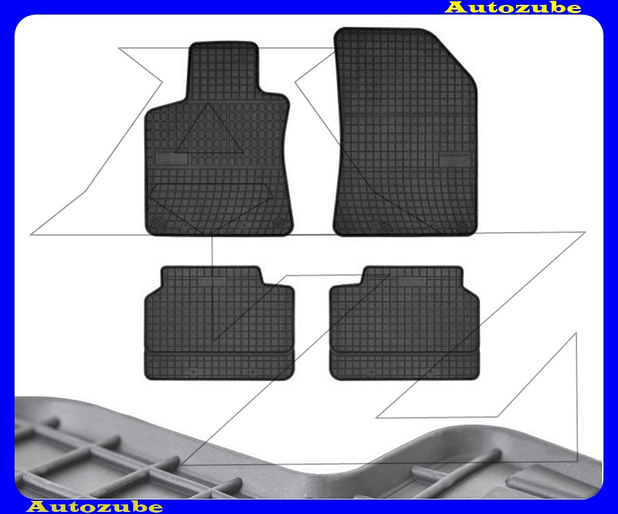 Gumiszőnyeg garnitúra (4db) méretpontos - 3mm vastagságú - 10mm magas peremmel, vanília illattal Gumiszőnyeg garnitúra (4db) méretpontos - 3mm vastagságú - 10mm magas peremmel, vanília illattal