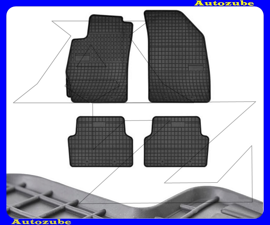 Gumiszőnyeg garnitúra (4db) méretpontos - 3mm vastagságú - 10mm magas peremmel, vanília illattal 