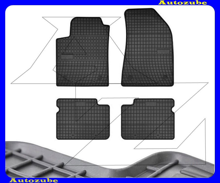 Gumiszőnyeg garnitúra (4db) méretpontos - 3mm vastagságú - 10mm magas peremmel, vanília illattal 