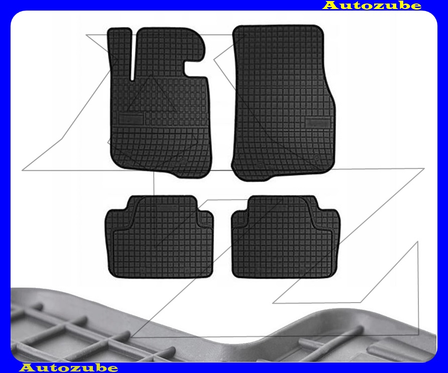 Gumiszőnyeg garnitúra (4db) méretpontos - 3mm vastagságú - 10mm magas peremmel, vanília illattal Gumiszőnyeg garnitúra (4db) méretpontos - 3mm vastagságú - 10mm magas peremmel, vanília illattal