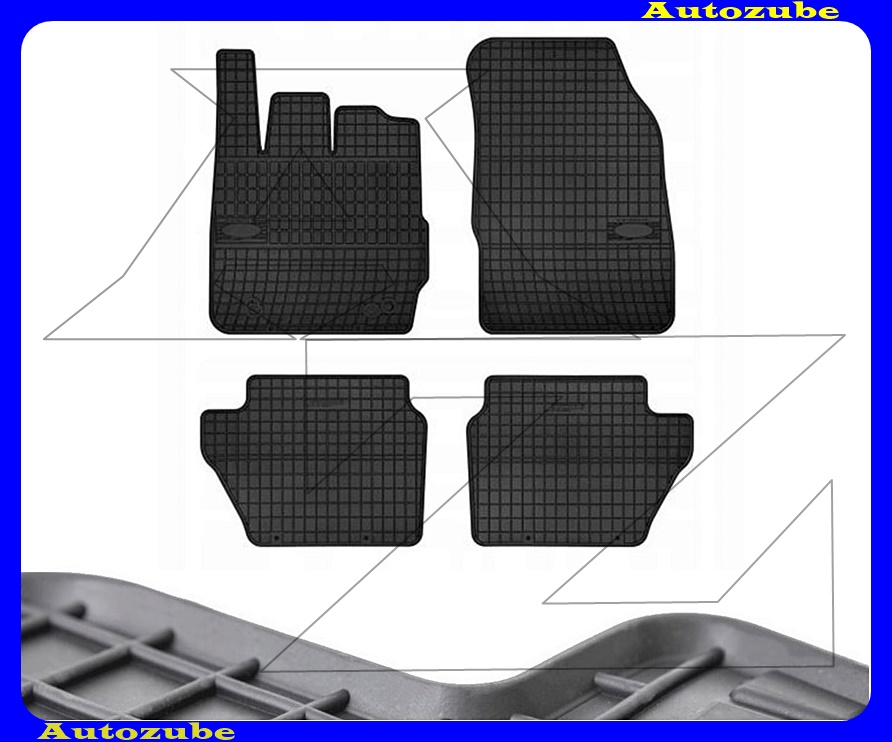 Gumiszőnyeg garnitúra (4db) méretpontos - 3mm vastagságú - 10mm magas peremmel, vanília illattal 