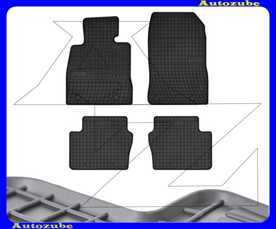 Gumiszőnyeg garnitúra (4db) méretpontos - 3mm vastagságú - 10mm magas peremmel, vanília illattal Gumiszőnyeg garnitúra (4db) méretpontos - 3mm vastagságú - 10mm magas peremmel, vanília illattal