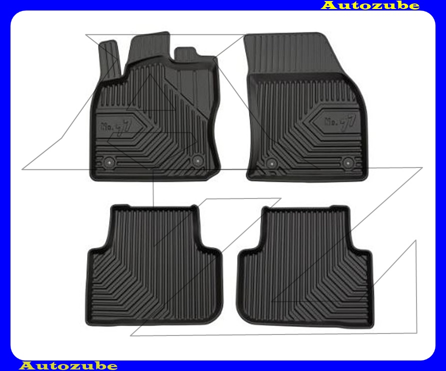 Gumiszőnyeg garnitúra (4db) méretpontos, 2-3mm vastagságú, 35-40mm magas peremmel - kíválló mínőségű gumi, vanília illattal Gumiszőnyeg garnitúra (4db) méretpontos, 2-3mm vastagságú, 35-40mm magas peremmel - kíválló mínőségű gumi, vanília illattal