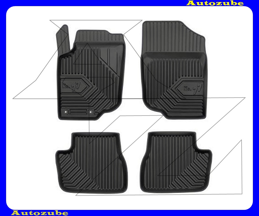 Gumiszőnyeg garnitúra (4db) méretpontos, 2-3mm vastagságú, 35-40mm magas peremmel - kíválló mínőségű gumi, vanília illattal Gumiszőnyeg garnitúra (4db) méretpontos, 2-3mm vastagságú, 35-40mm magas peremmel - kíválló mínőségű gumi, vanília illattal